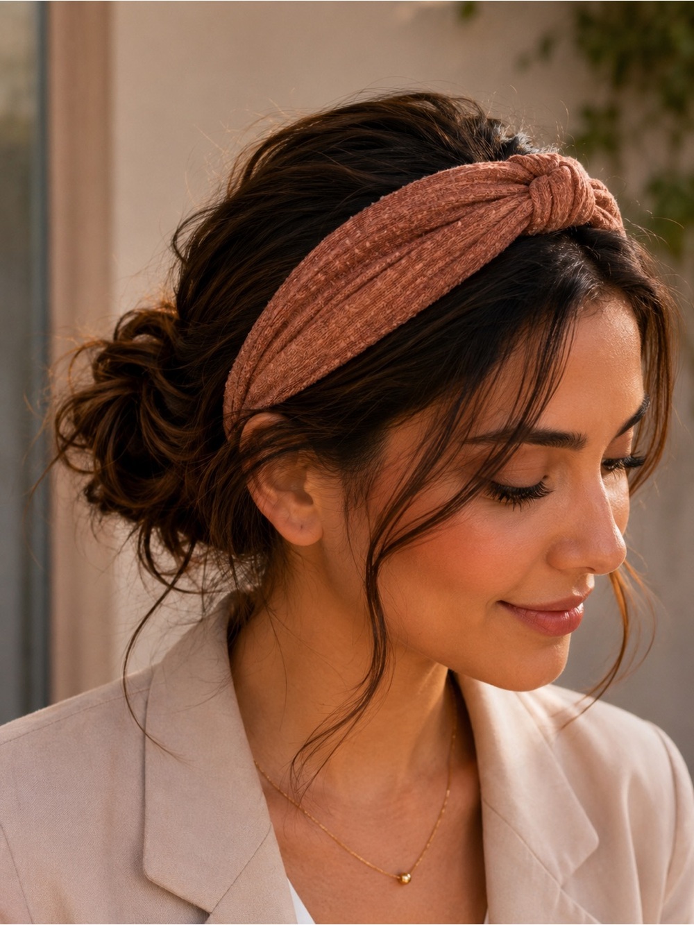 Anthropologie Knotted Headband in Peachy Rose